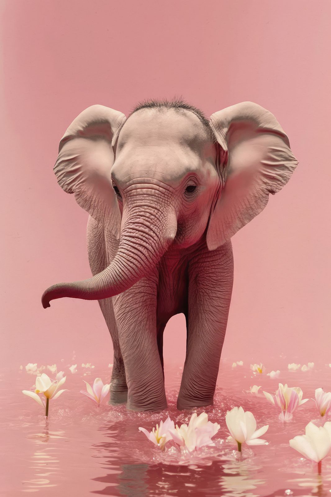 Plakat - Elephant i rosa vann