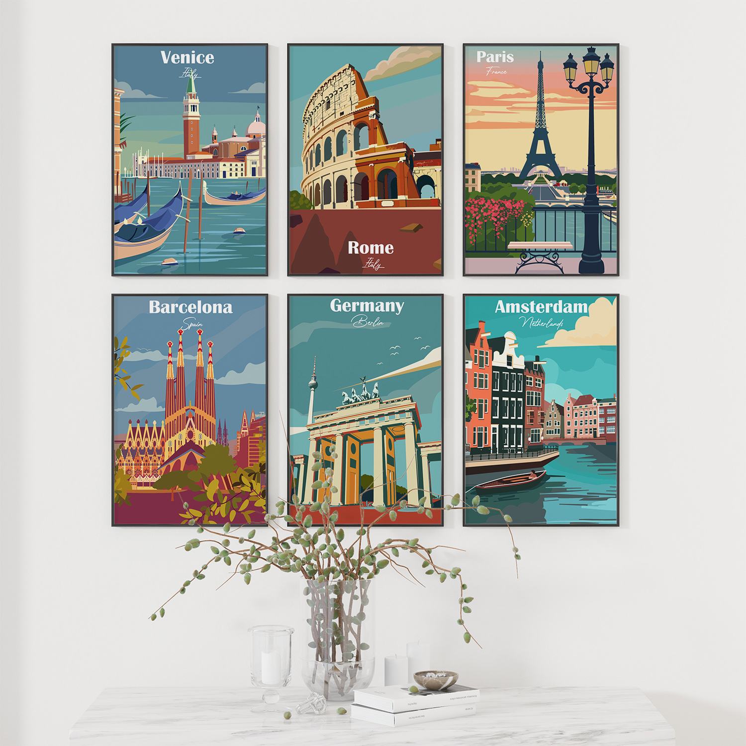 Plakat - Verdensbyens Landemerker / Sett med 6
