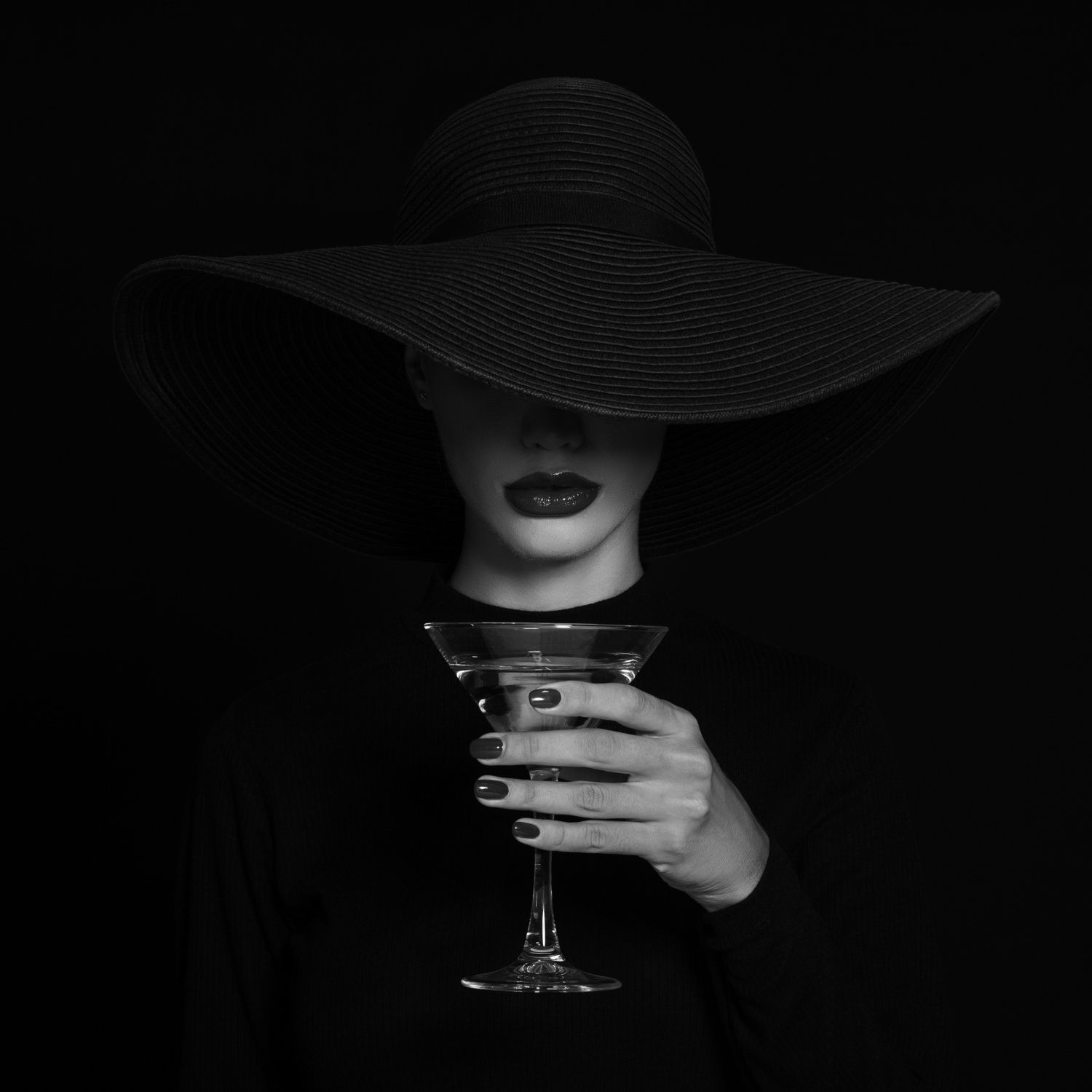 Plakat - Elegant dame med drink