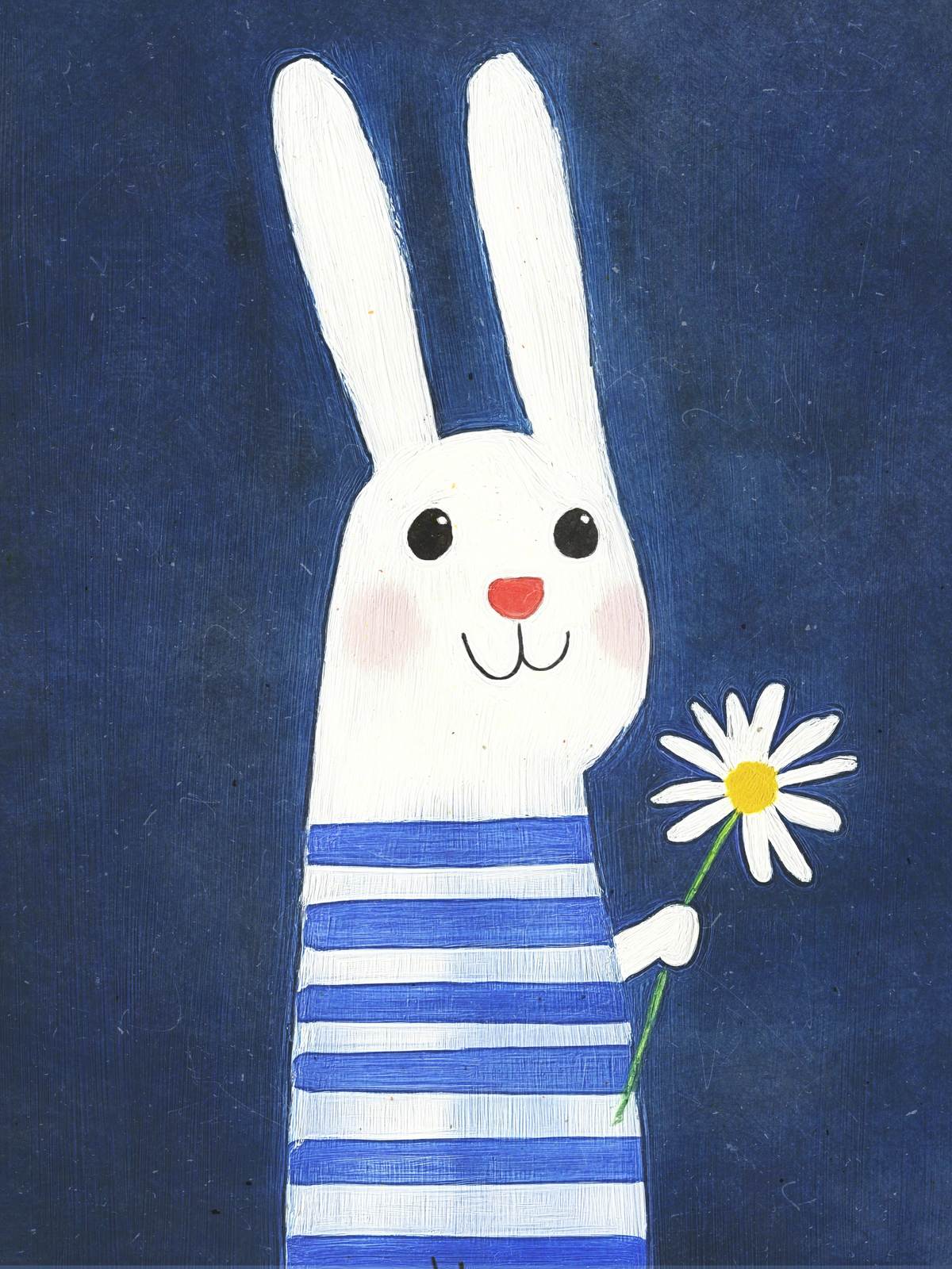 Poster - Kanin med Blomst