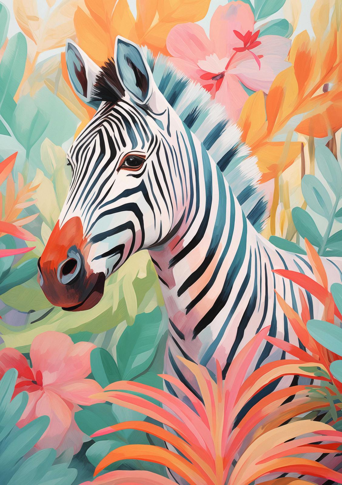 Plakat - Fargerik Zebra