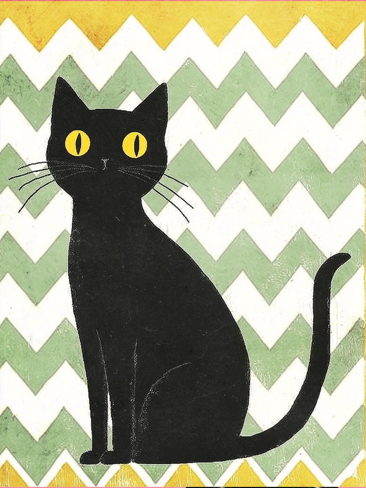 Plakat - Svart Katt på Zigzag