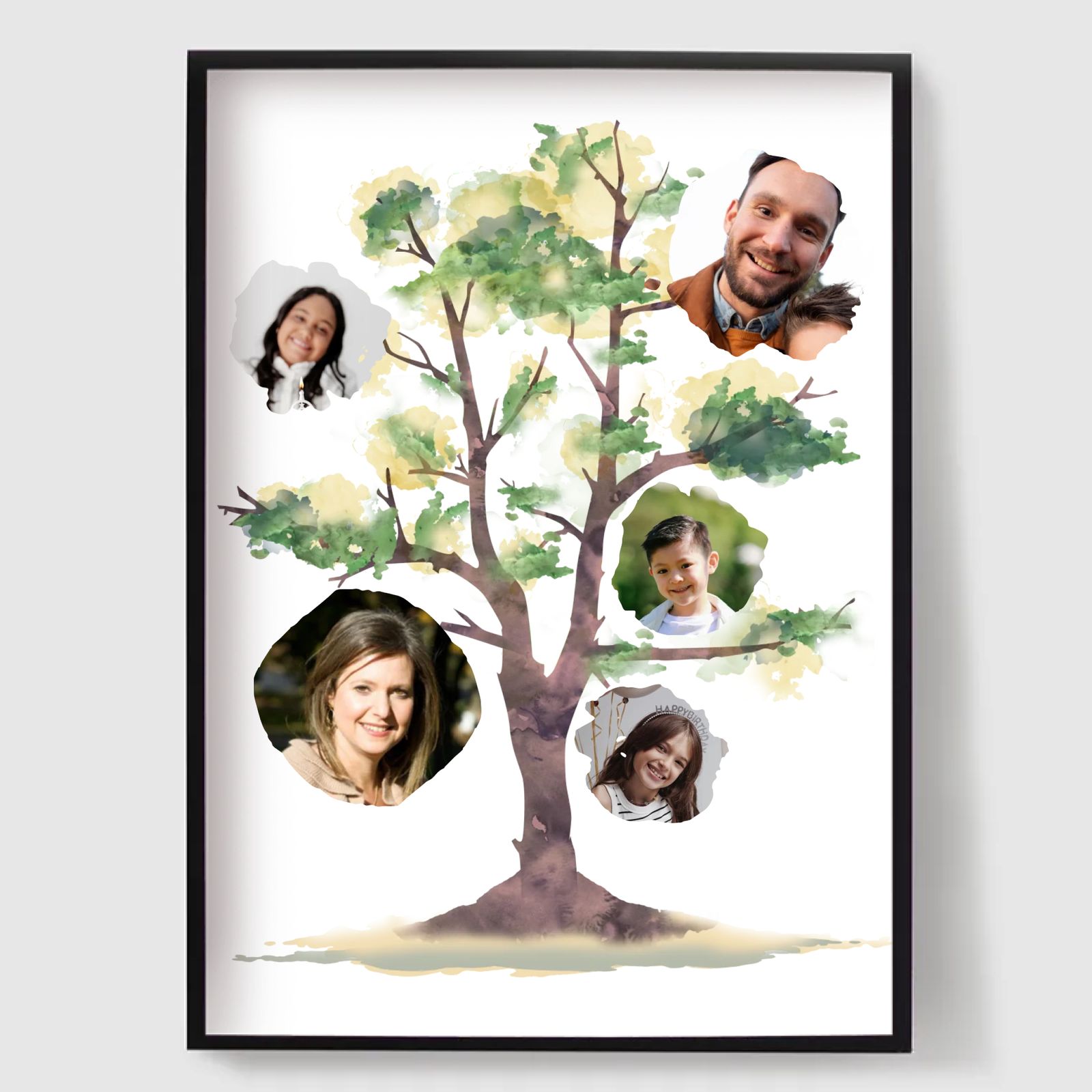 Personalisert Plakat - Akvarell Familie Tre