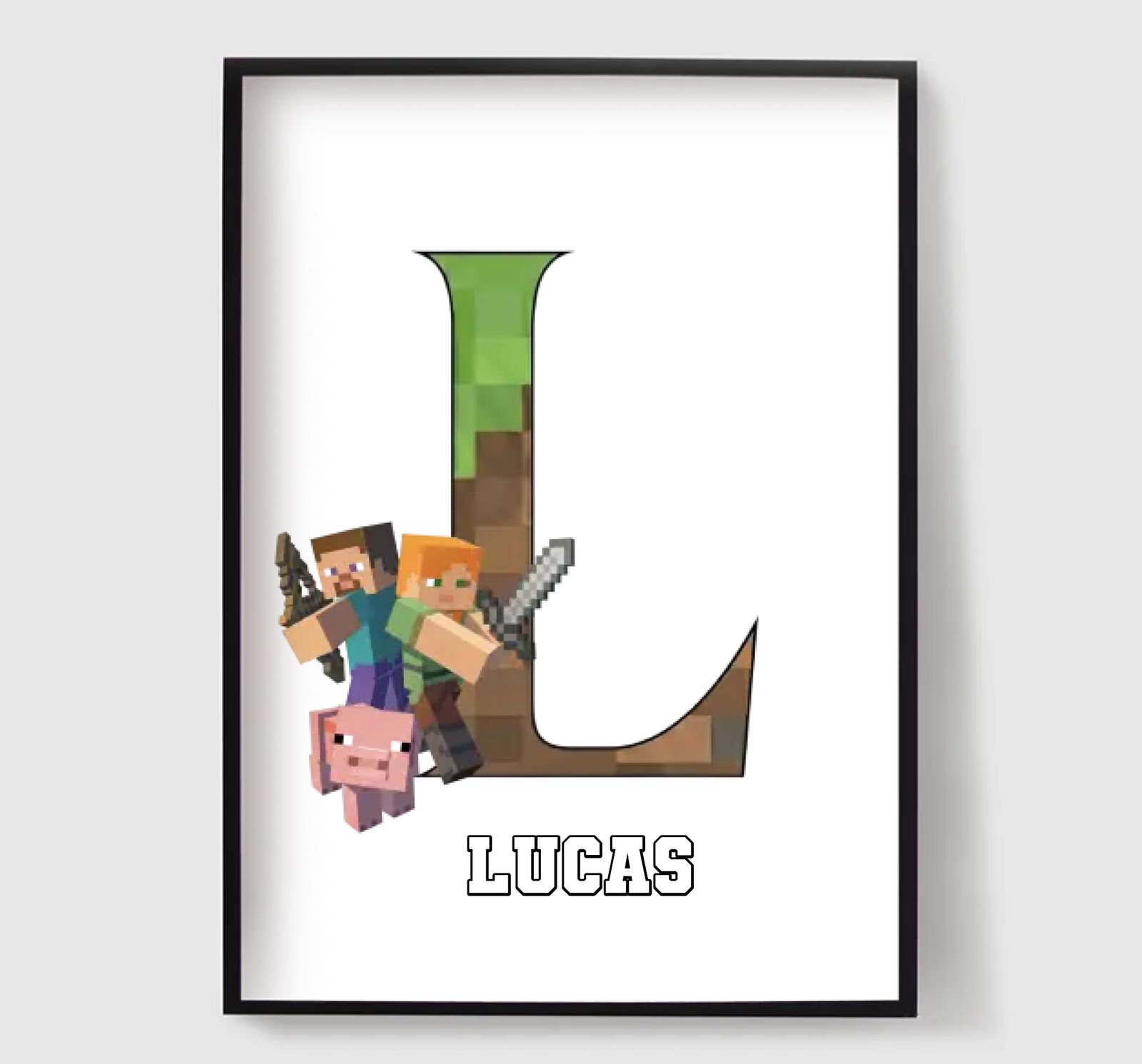 Personalisert Plakat - Minecraft Navneplakat - Sett med 3