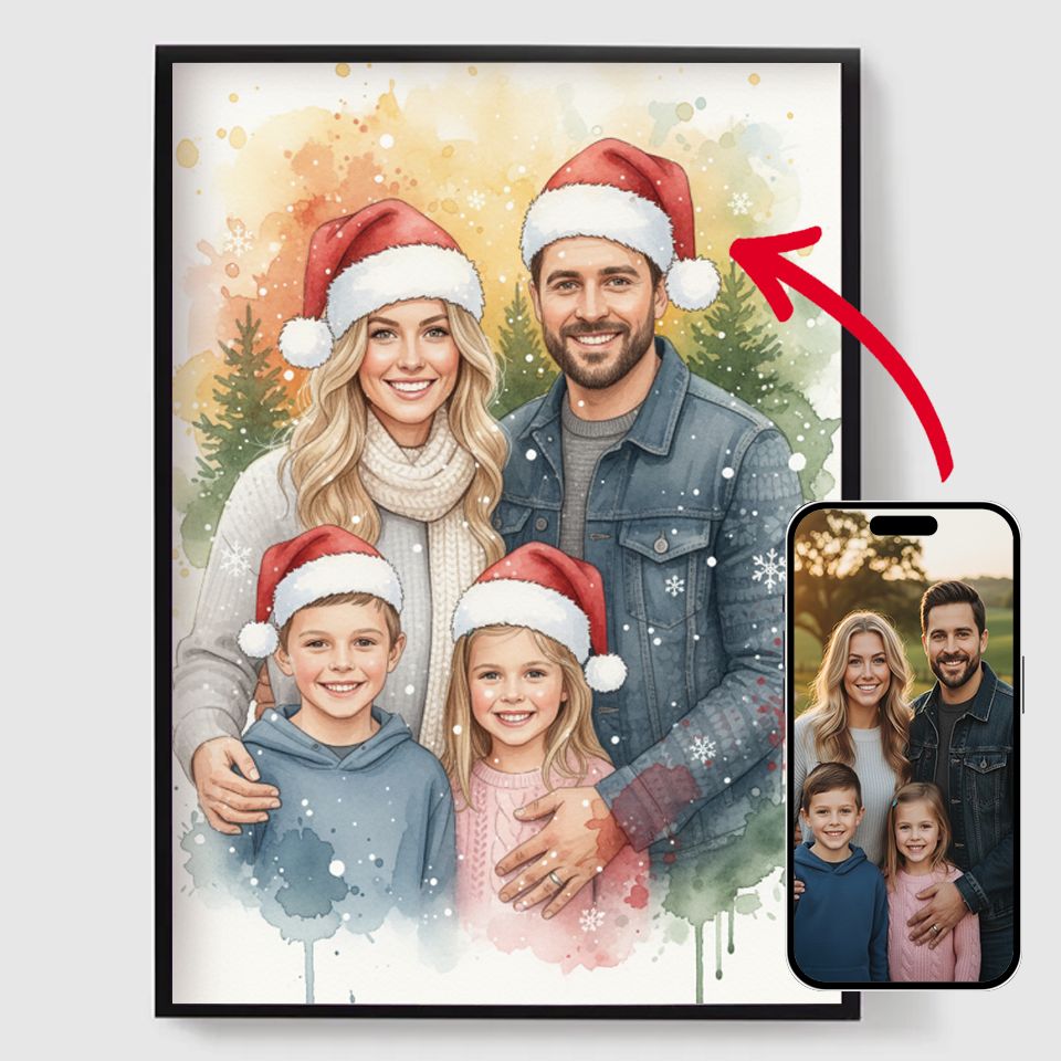 Personaliserte Plakater - Vinter Akvarellportrett - AI Plakat