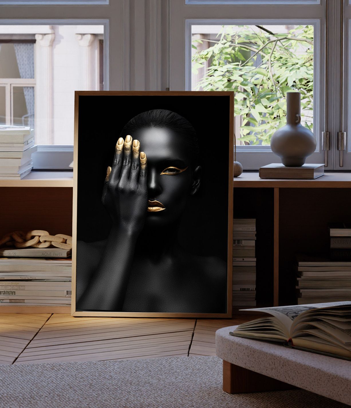 Gylden Svart Kvinne Kunstplakat