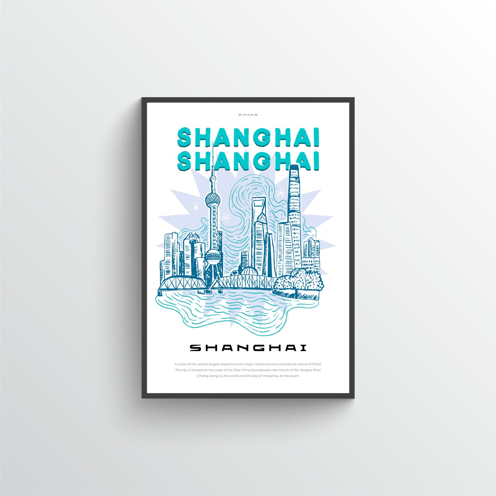 Shanghai Skyline Kunstplakat