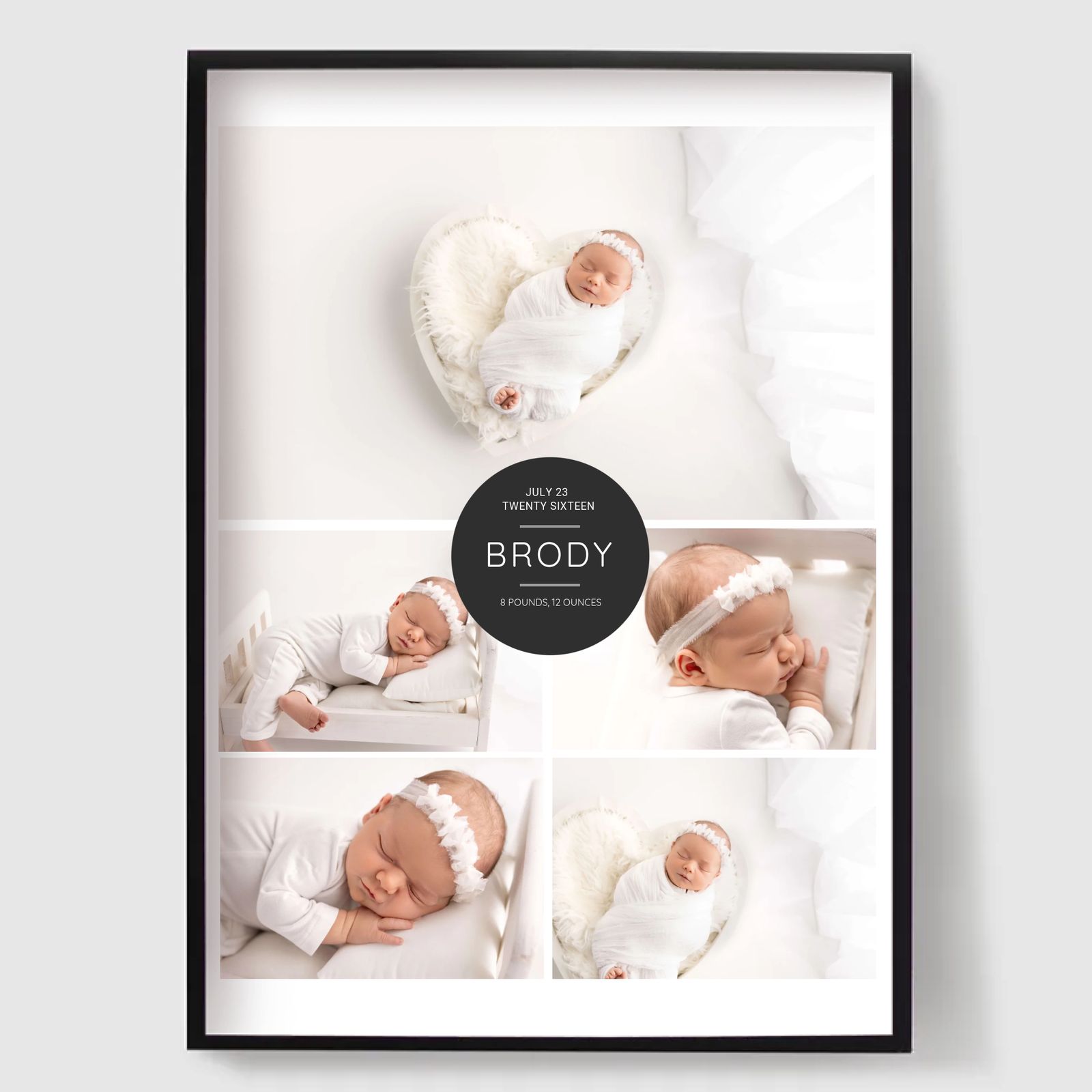 Personalisert Plakat - Moderne Fødselsplakat - 5 Bilder
