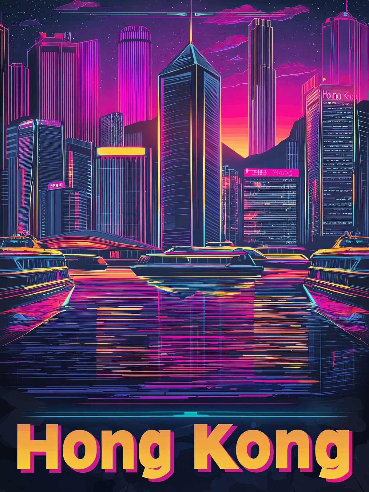 Plakat - Hongkong bylandskap