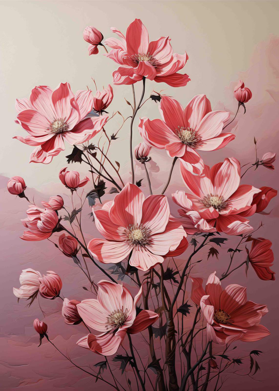 Plakat - Rosa Blomster Glede