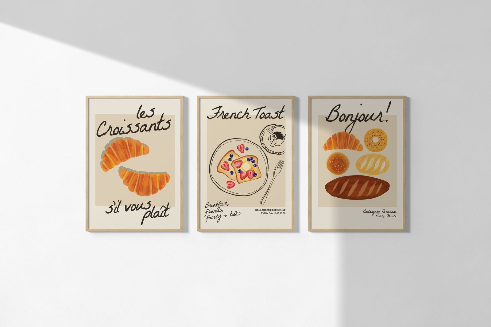 Plakat - Franske frokostgodt / Sett med 3