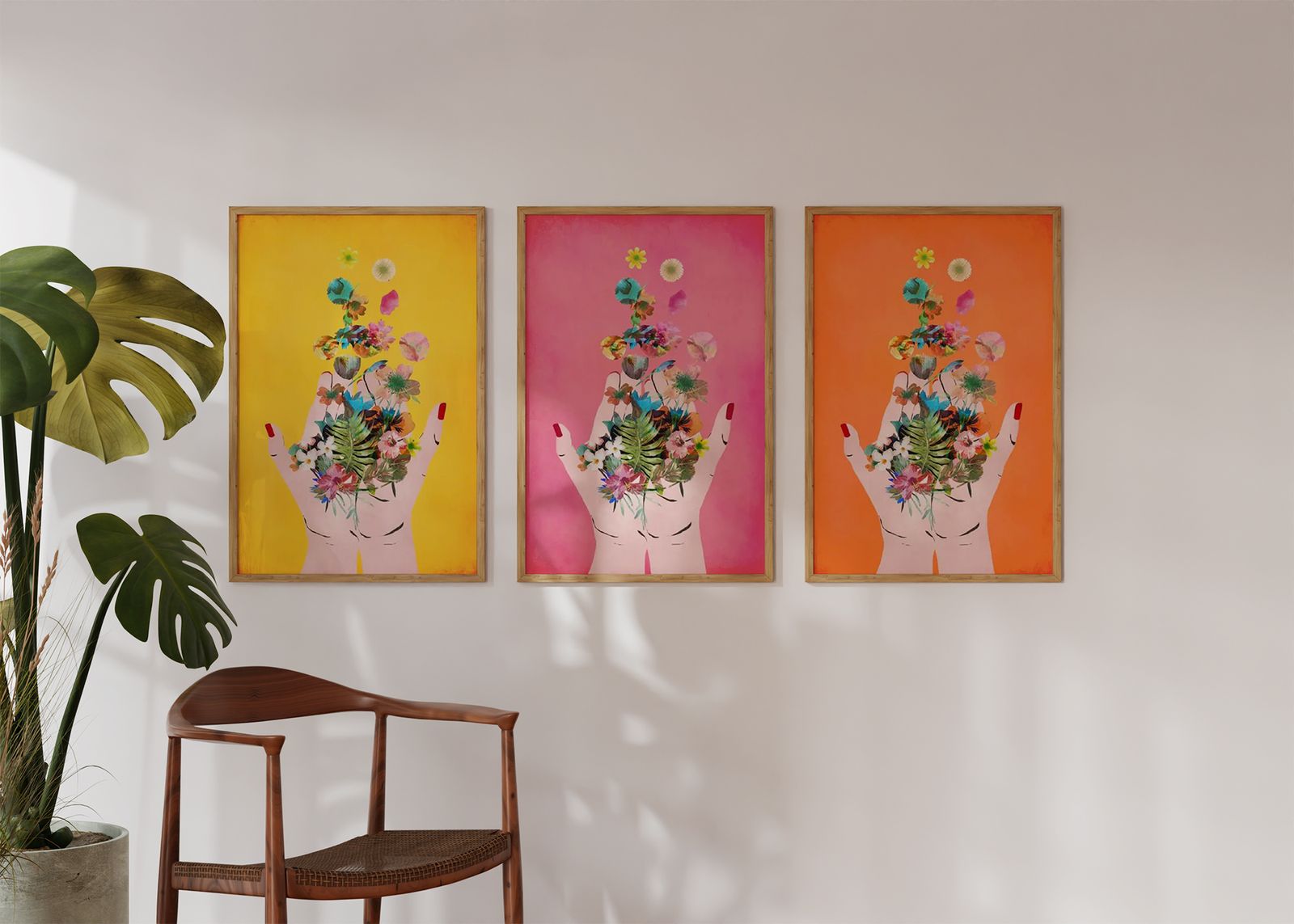 Plakat - Blomsterhåndkunst / Sett med 3
