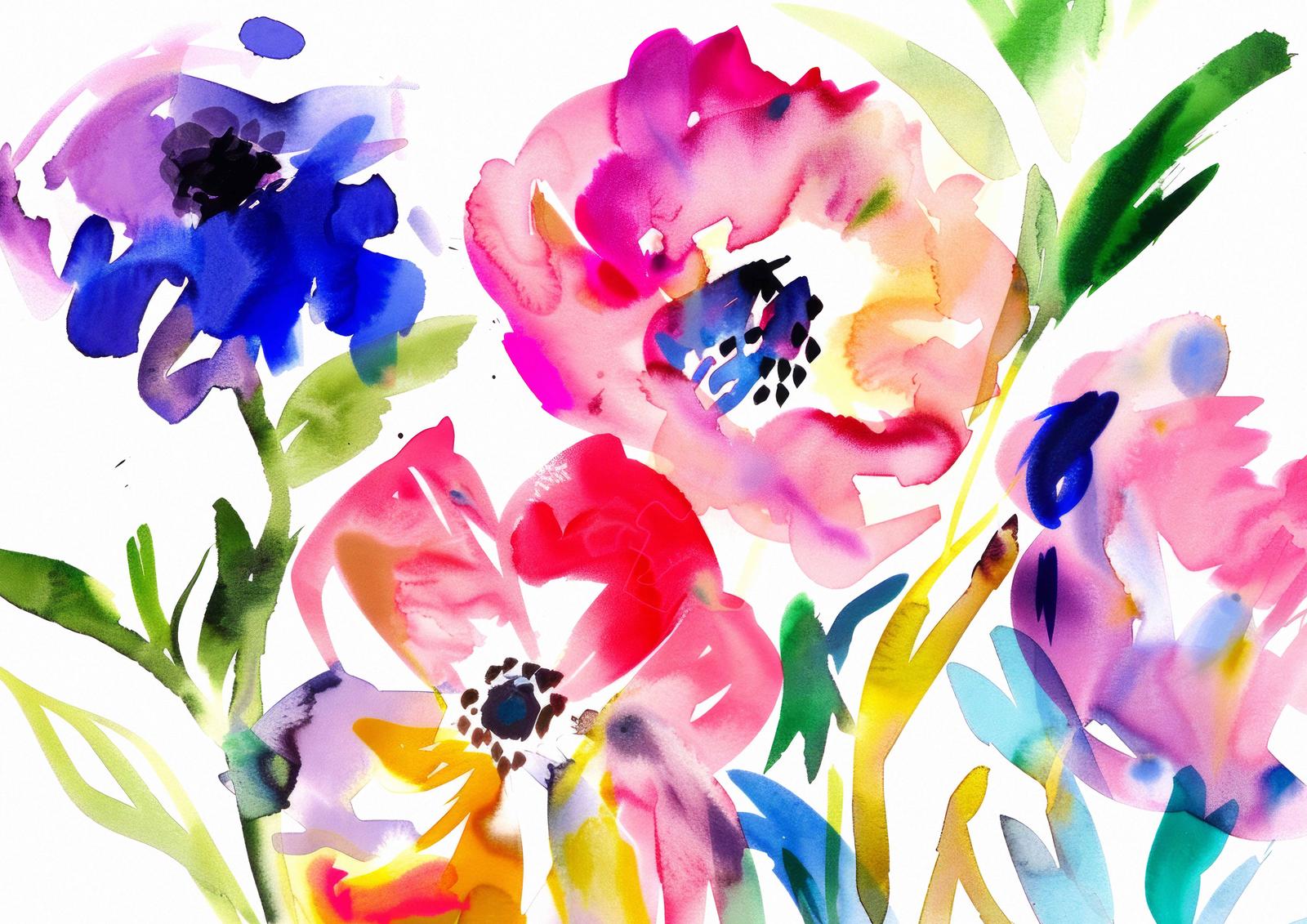 Plakat - Blomstret Akvarell