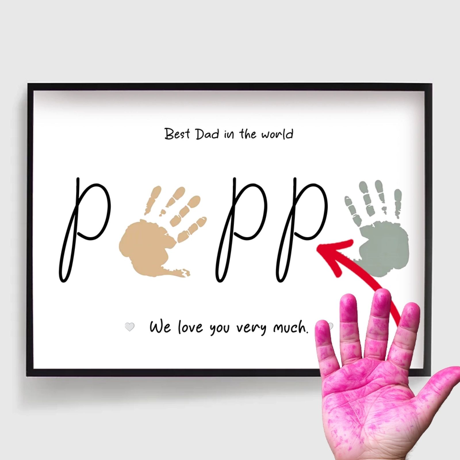 Personalisert Plakat - DIY Pappa Håndavtrykk - Flere Språk