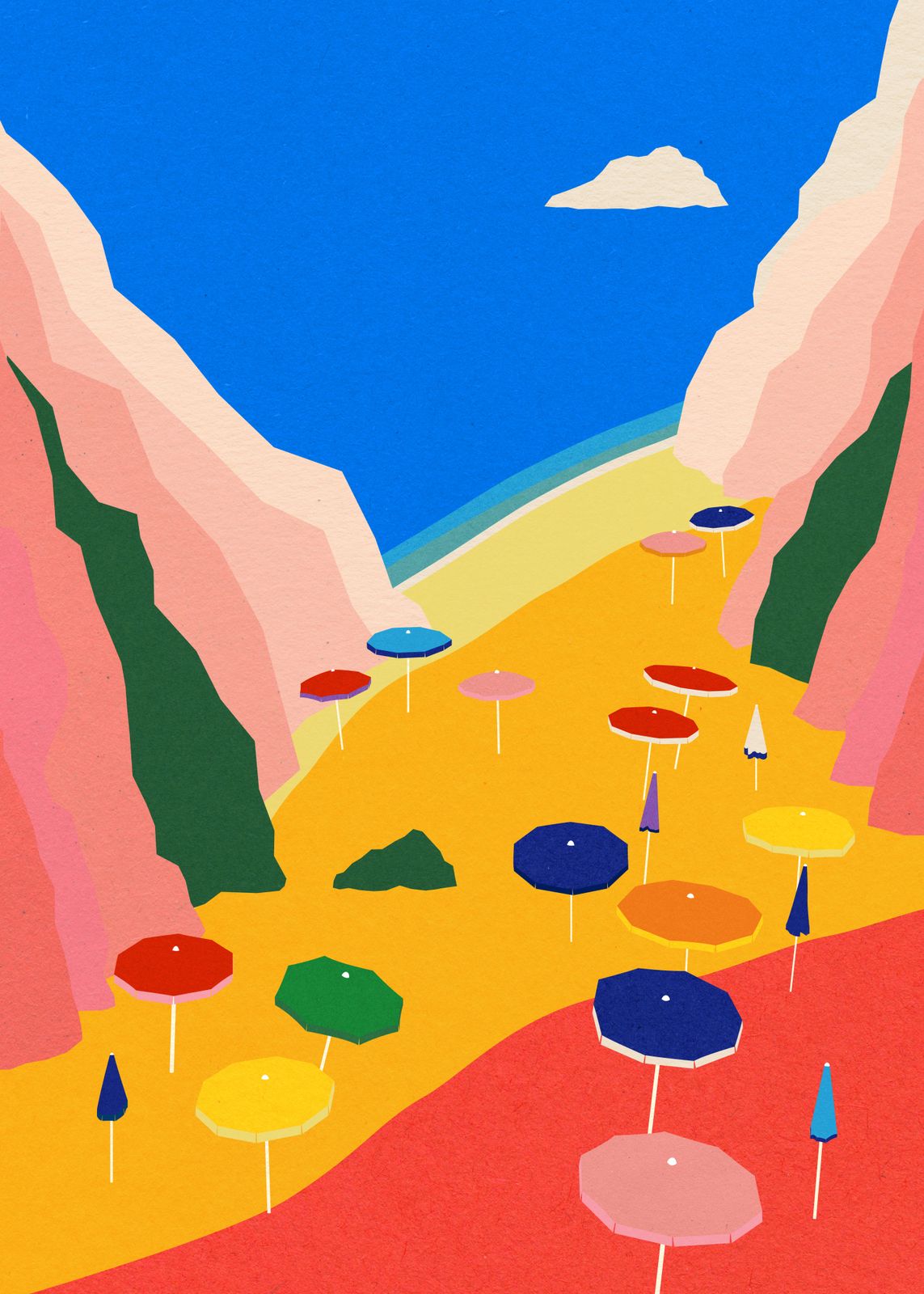Plakat - Fargerik Strandscene