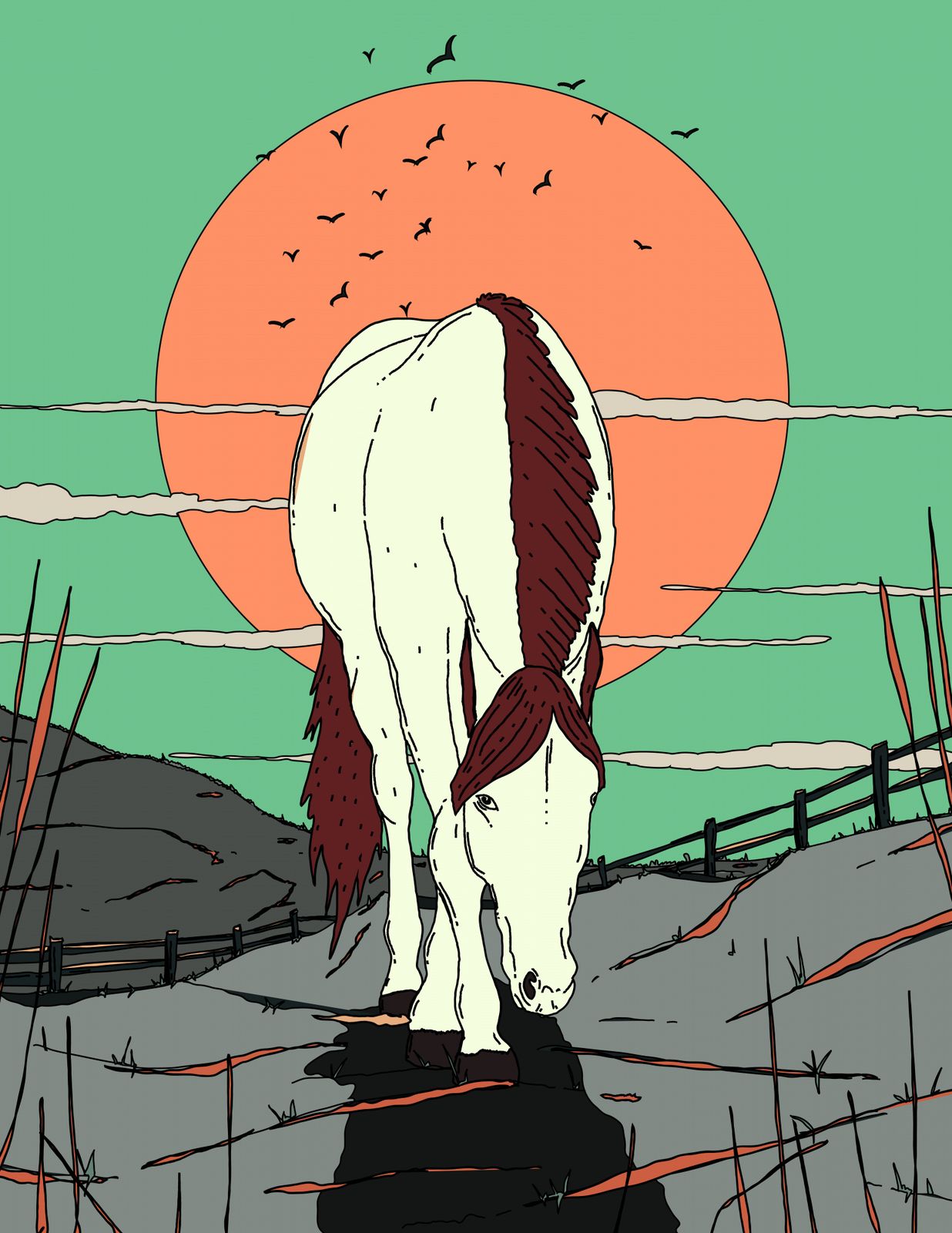 Plakat - Hest med Sol