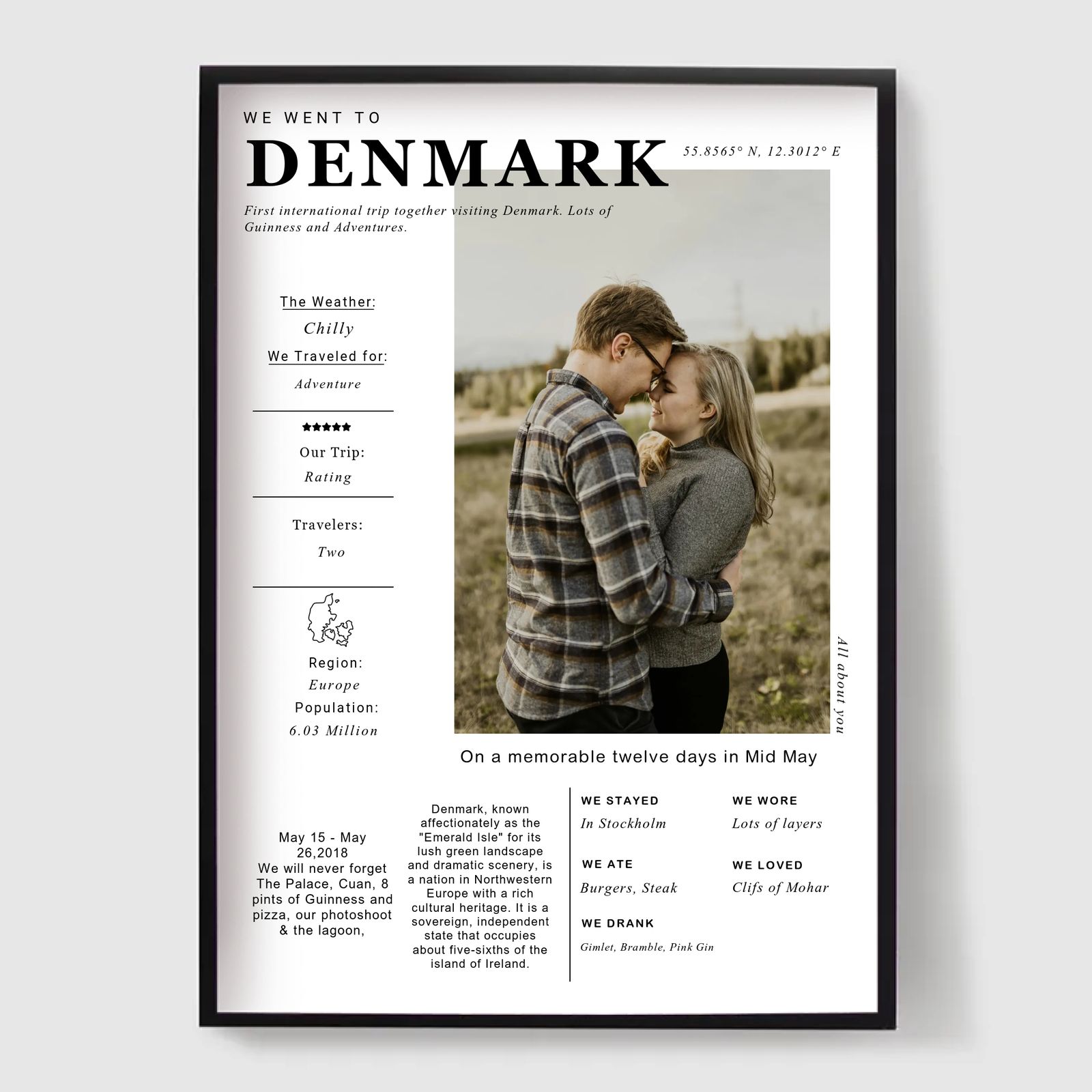 Personalisert Plakat - Tilpasset Reiseutskrift - DANMARK