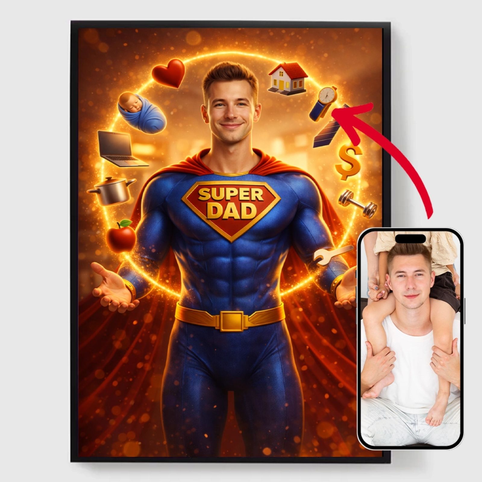 Personalisert Plakat - Multitasking Super Mor/Far - AI Plakat
