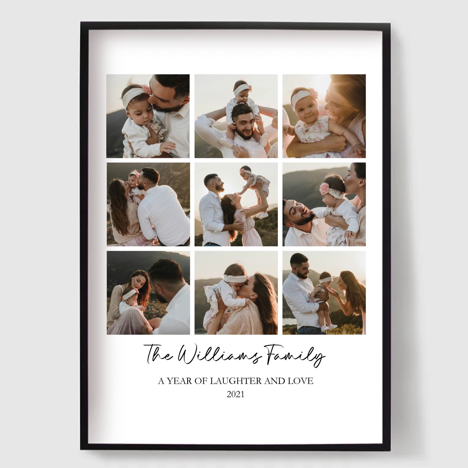 Personalisert Plakat - Familiebilde Collage - 9 Bilder