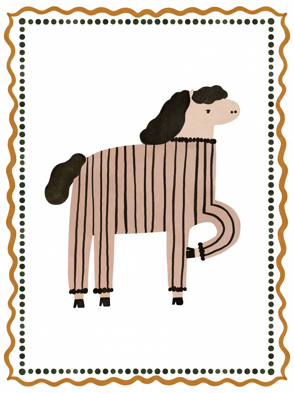 Plakat - Stripet Hesteillustrasjon