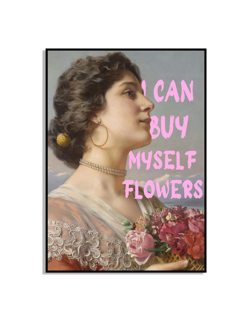 Dame med Blomster Plakat