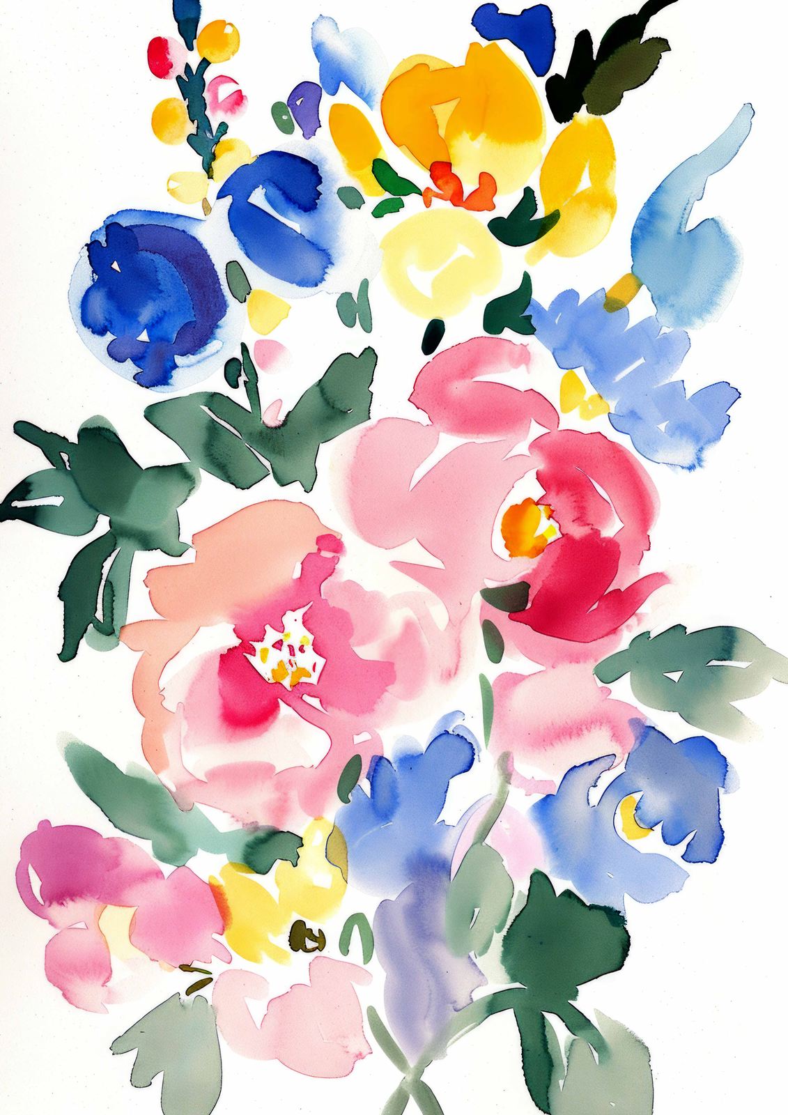 Plakat - Blomsterakvarellbukett