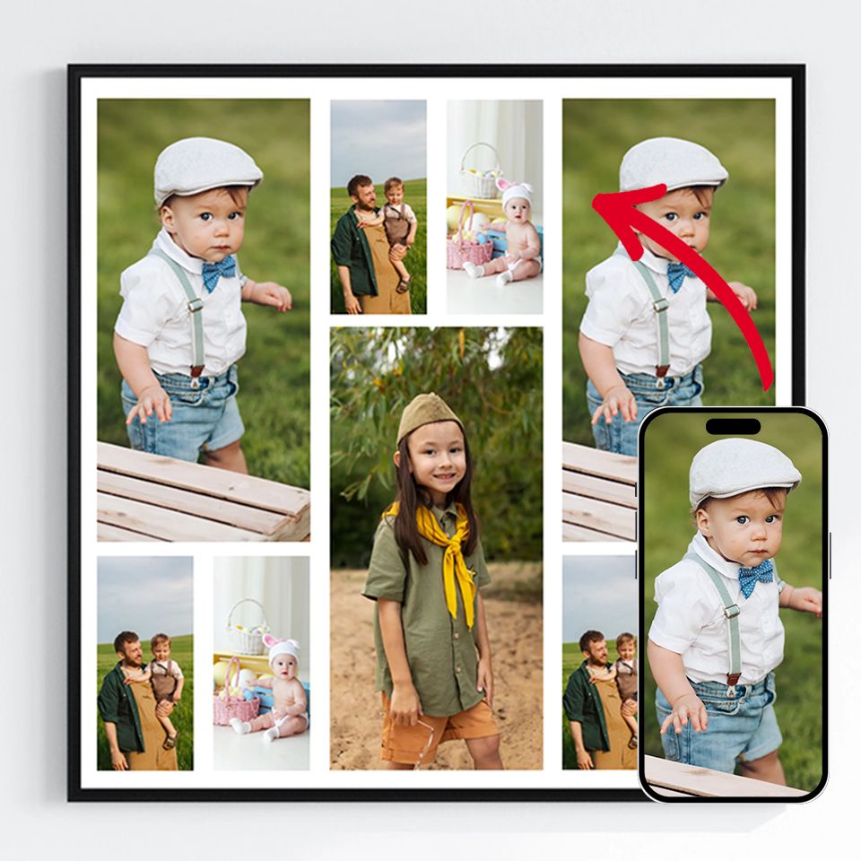 'Personlige Plakater - Last opp dine egne bilder - 9 Bilder Kvadrat'