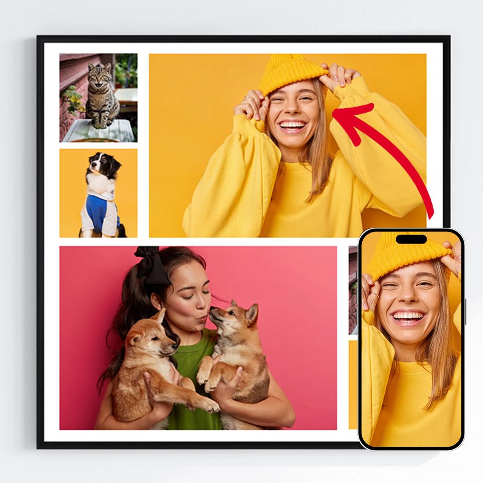 'Personlige Plakater - Last opp dine egne bilder - 6 Bilder Kvadrat'