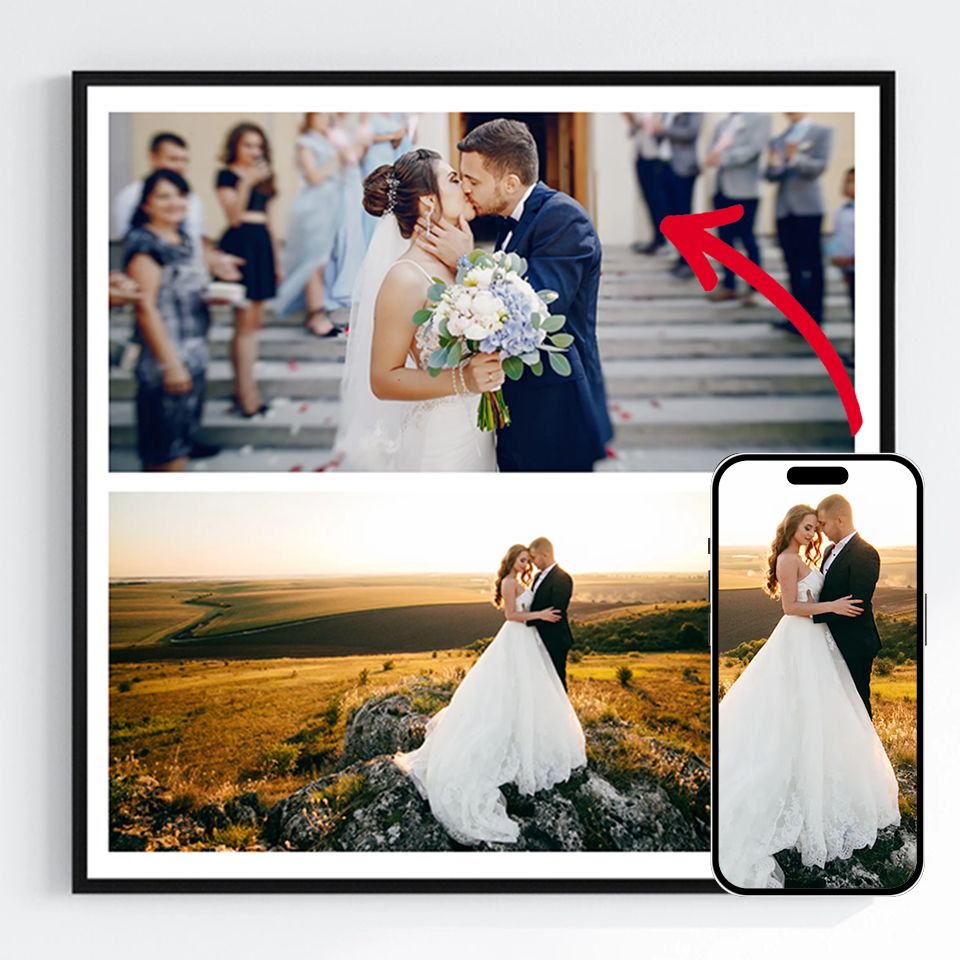 'Personlige Plakater – Last opp dine egne bilder – 2 Bilder Kvadrat'