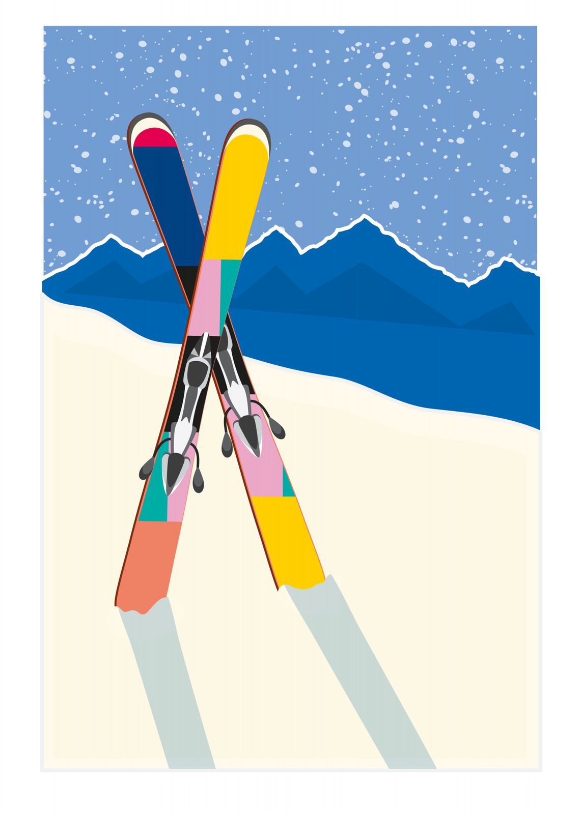 Plakat - Fargerikt Ski Kunstverk
