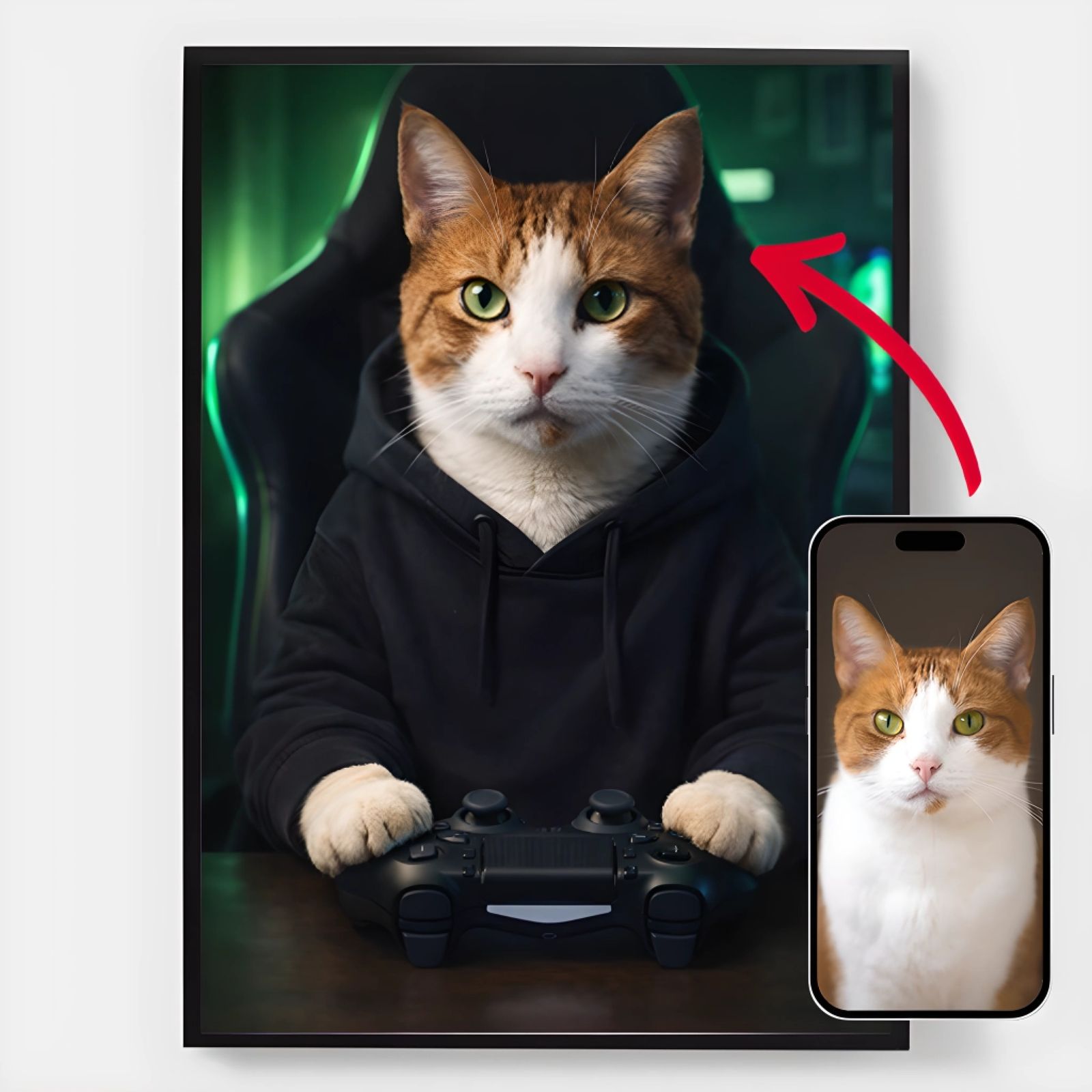 Personalisert Plakat - Kjæledyr Gamer Portrett - AI Plakat