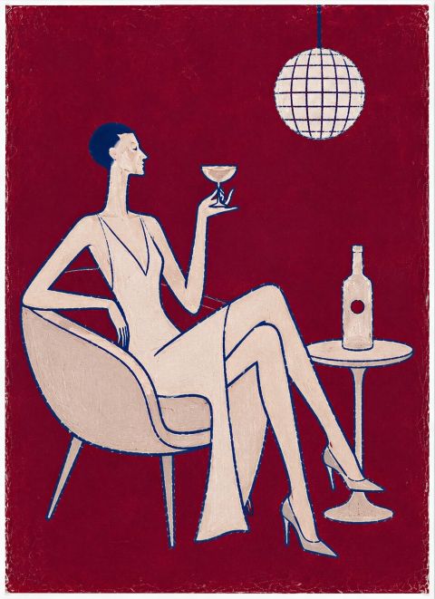 Plakat - Elegant Dame med Vin