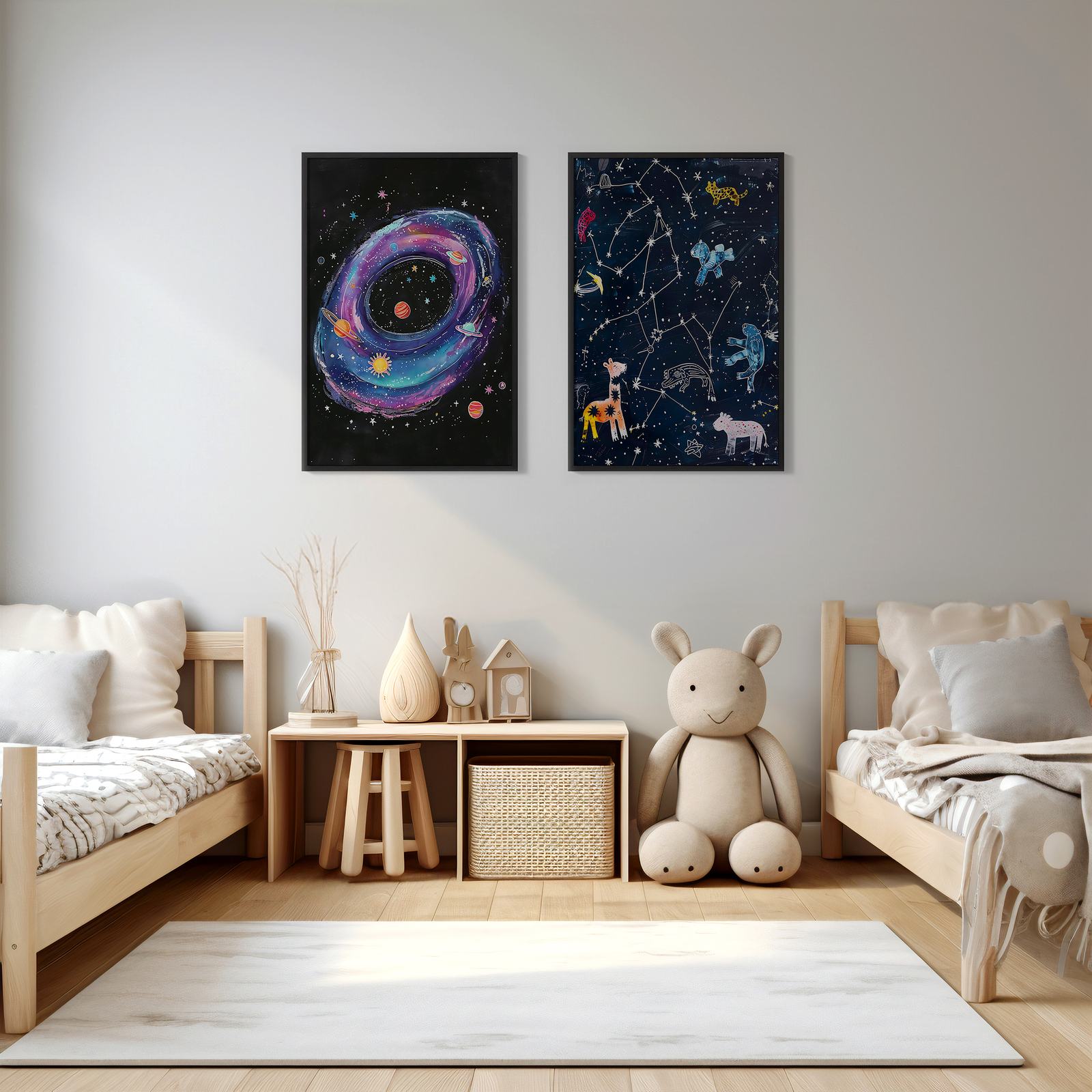 Plakat - Kosmiske dyr og galaksevirvel / Sett med 2