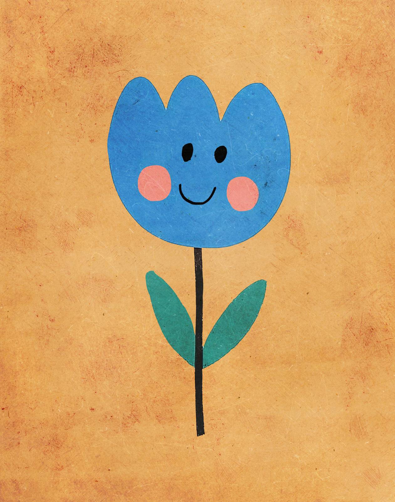 Plakat - Smilende Blå Blomst