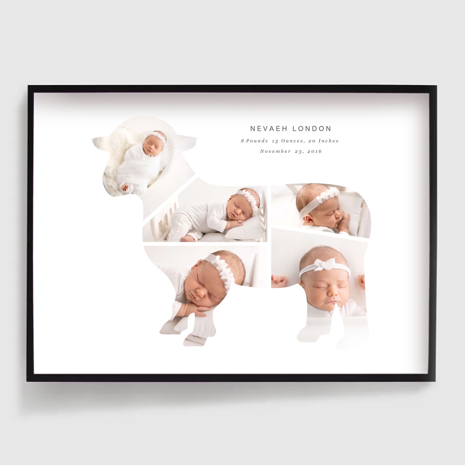 Personalisert Plakat - Lammeformet Collage - 5 Bilder