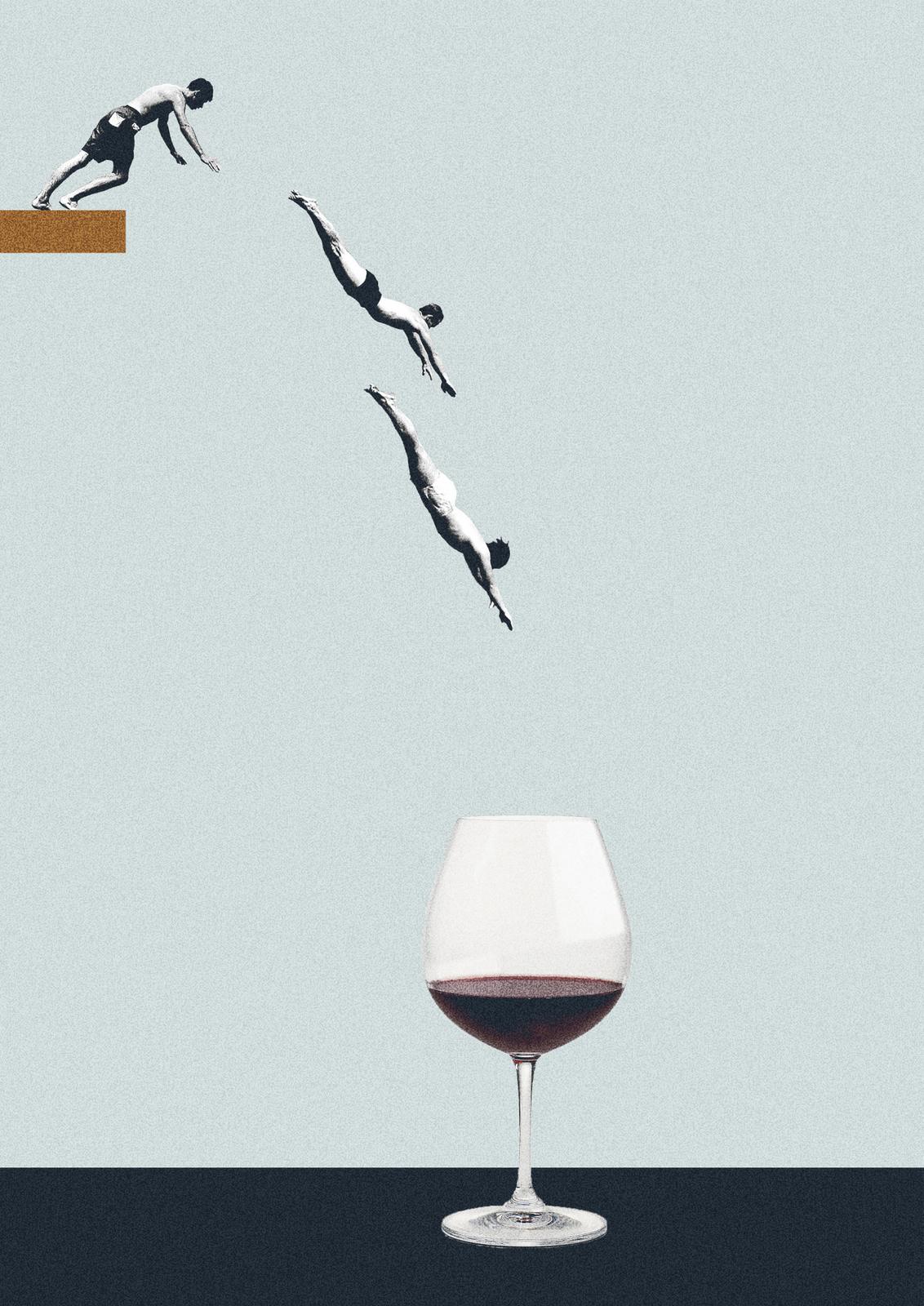 Poster - Dykker og Vin