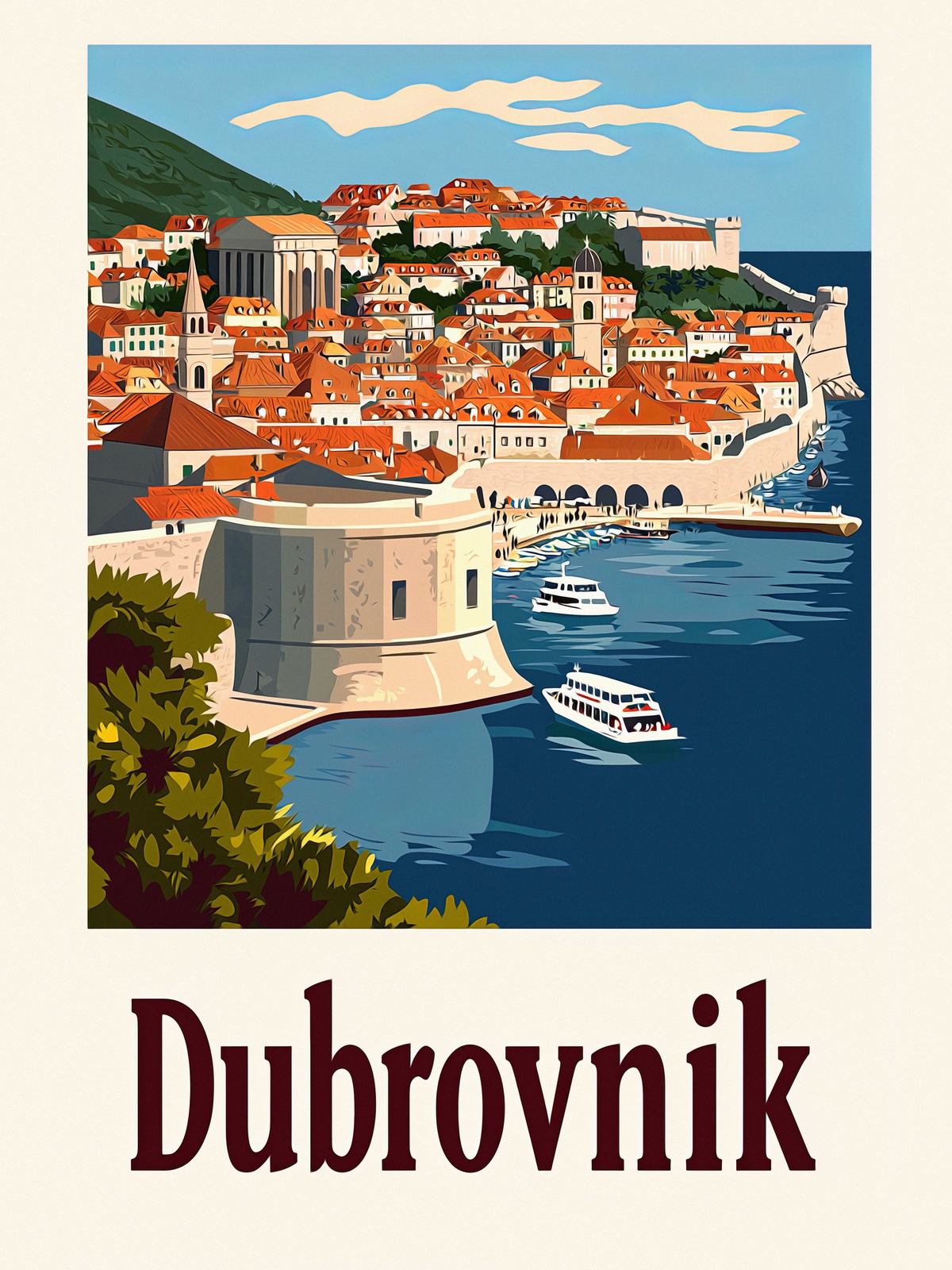 Plakat - Dubrovnik bylandskap