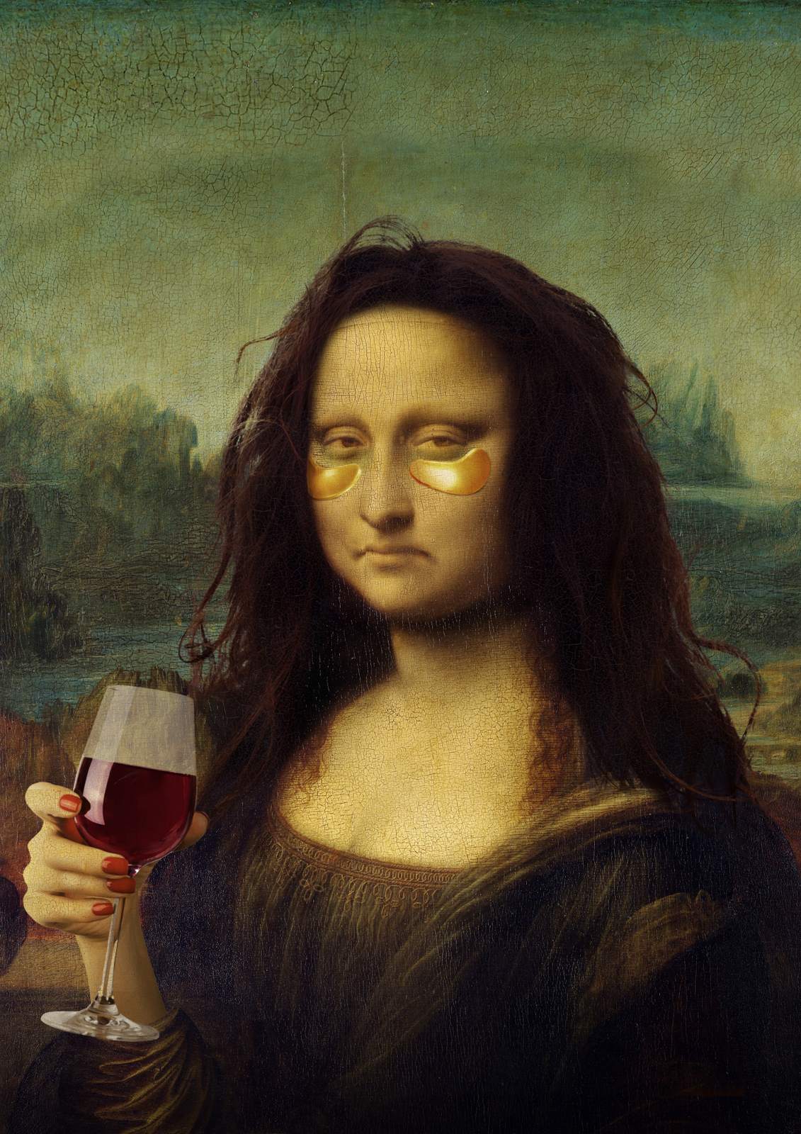 Plakat - Mona Lisa med vin