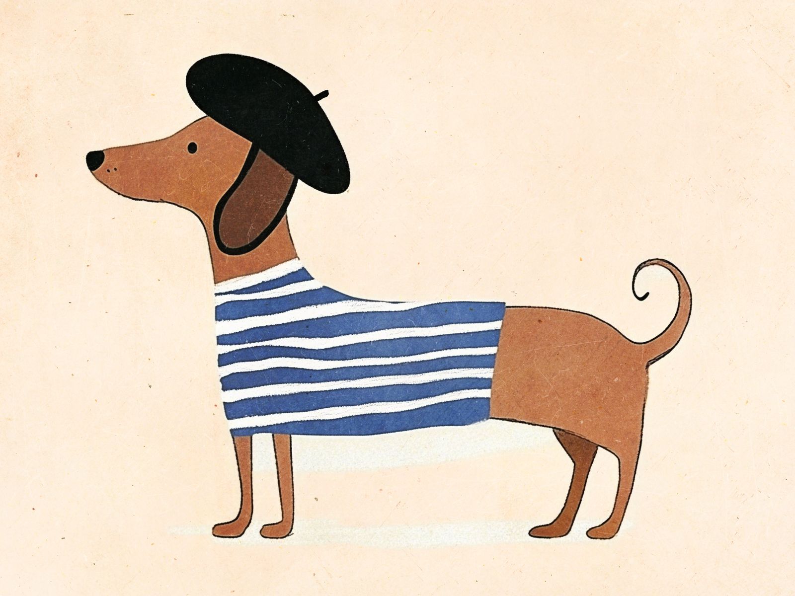 Plakat - Hund med Beret