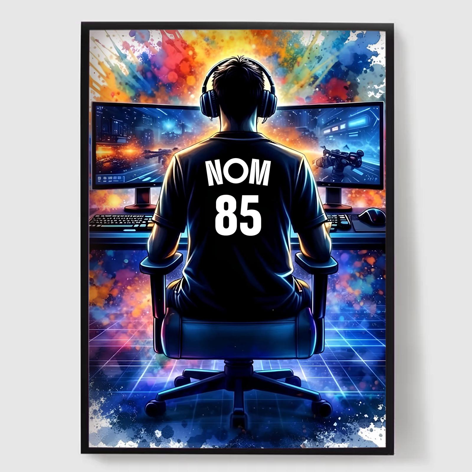 Personalisert Plakat - Gamer med Navn og Nummer
