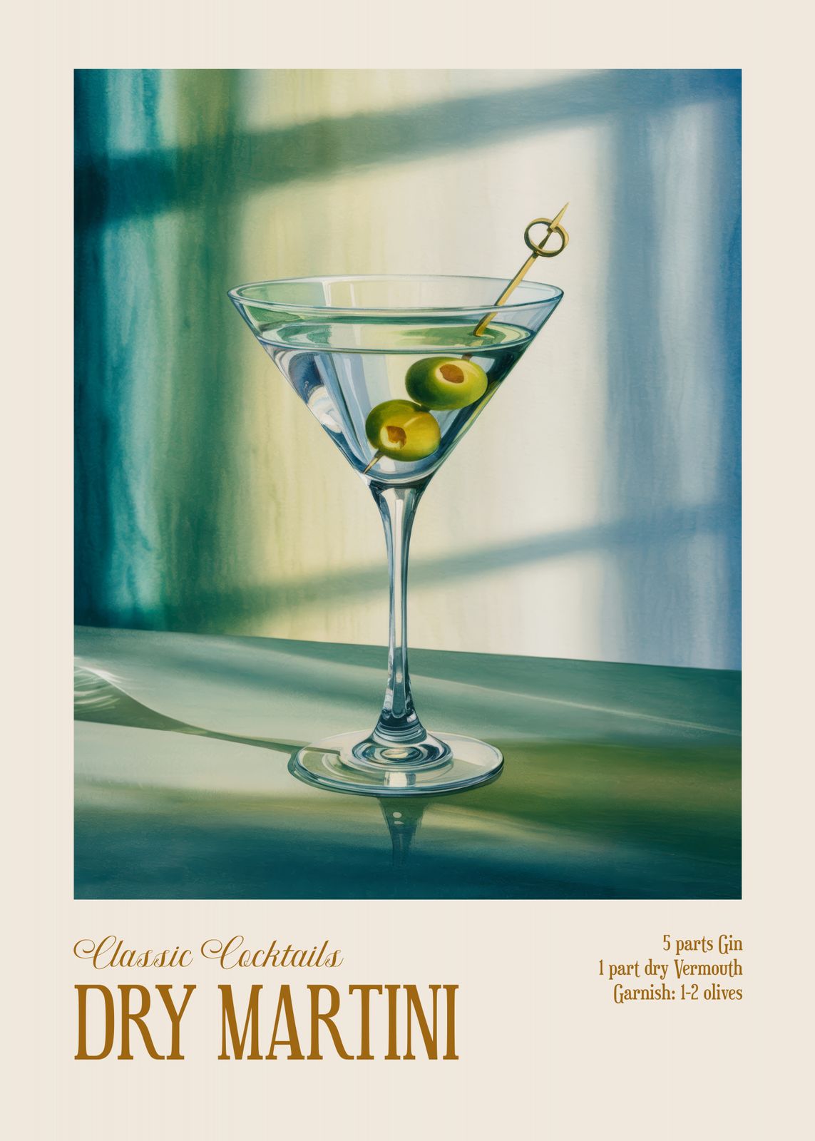 Plakat - Klassiske Cocktails Dry Martini