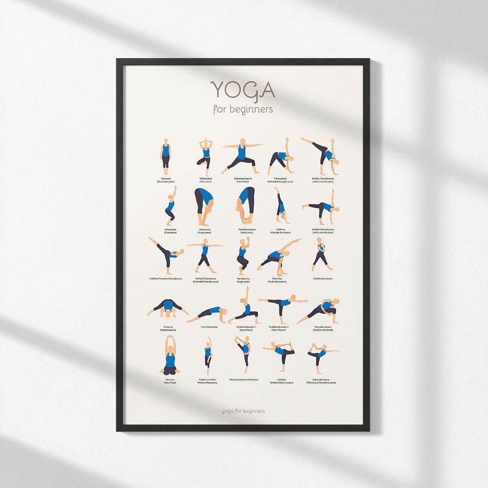 Plakat - Yoga Stillinger for Nybegynnere