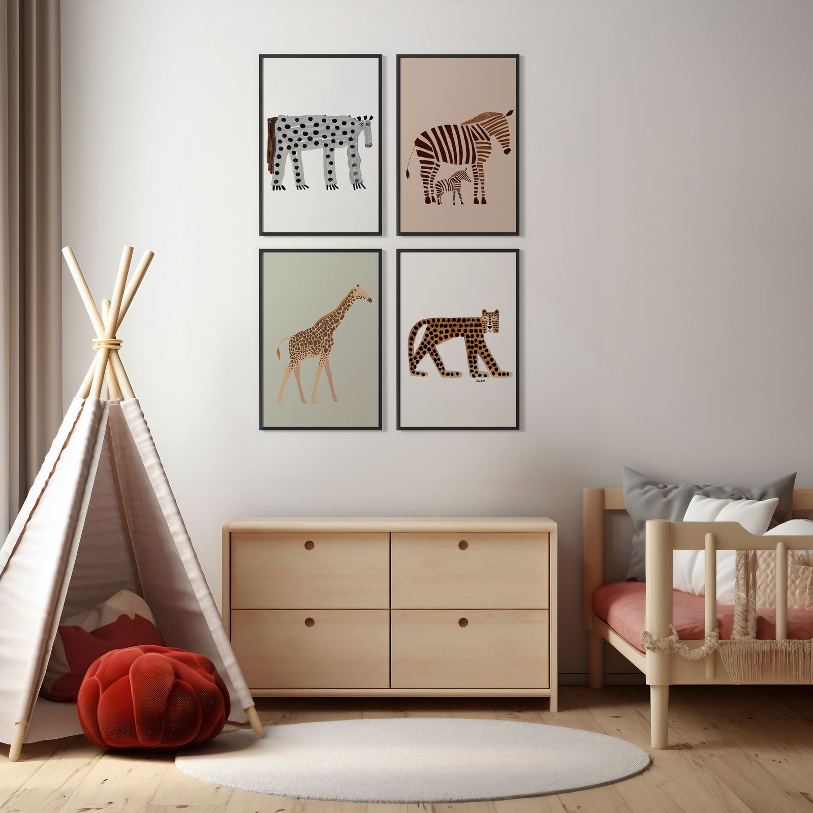 Plakat - Dyrekunst / Sett av 4