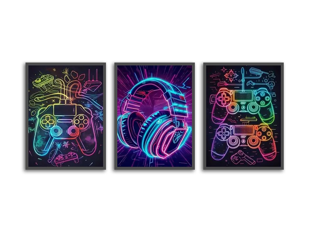 Plakat - Gaming Neon Art / Sett av 3