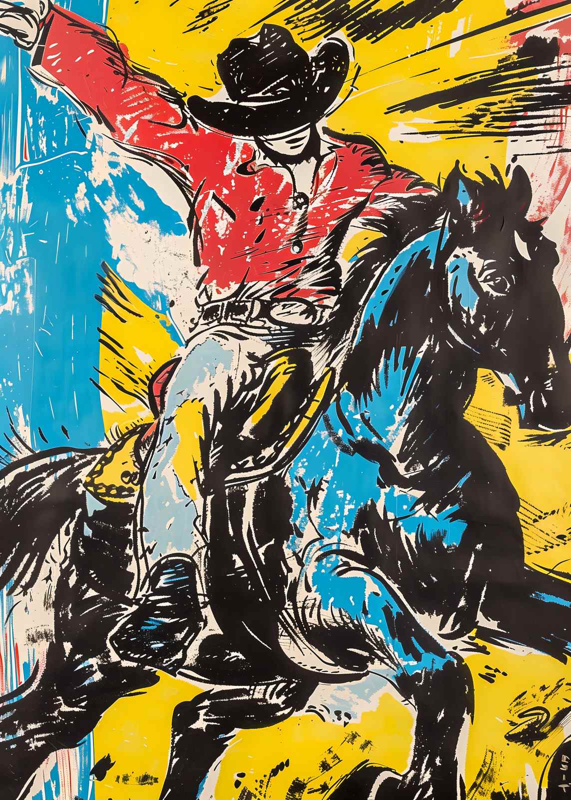 Plakat - Fargerik Cowboy Kunst