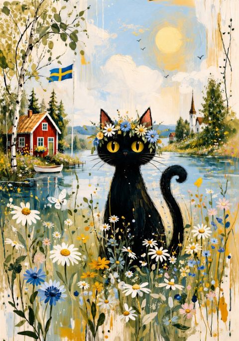 Plakat - Svart Katt i Eng