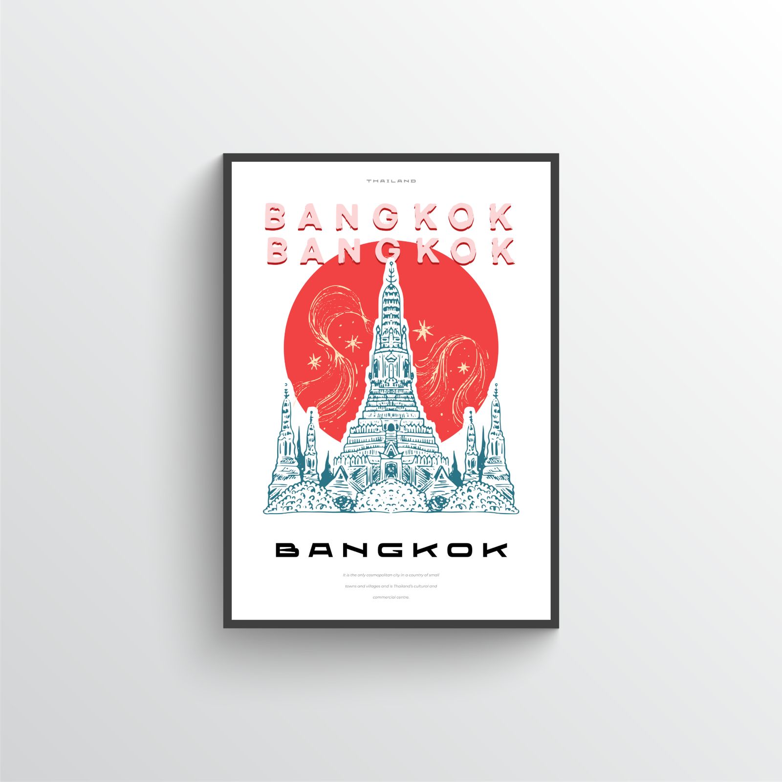 Bangkok Tempel Reiseplakat
