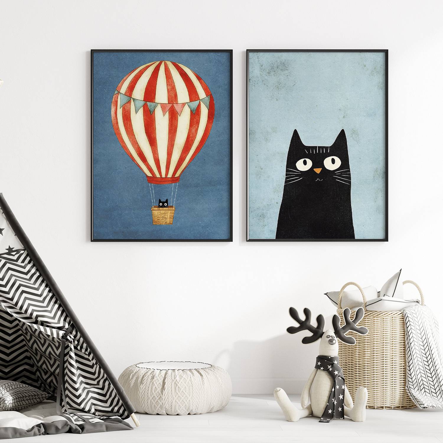 Plakat - Katt og Ballong / Sett av 2