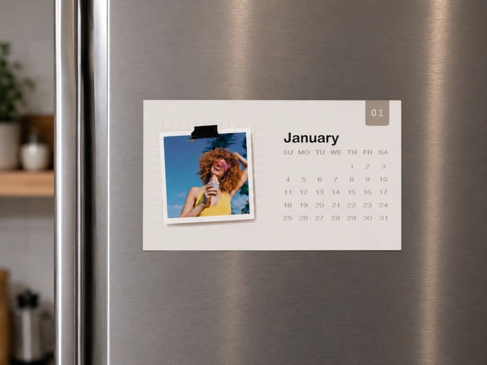 Personlige Månedlige Fotokalender Klistremerker - 30x17 cm Sett med 12