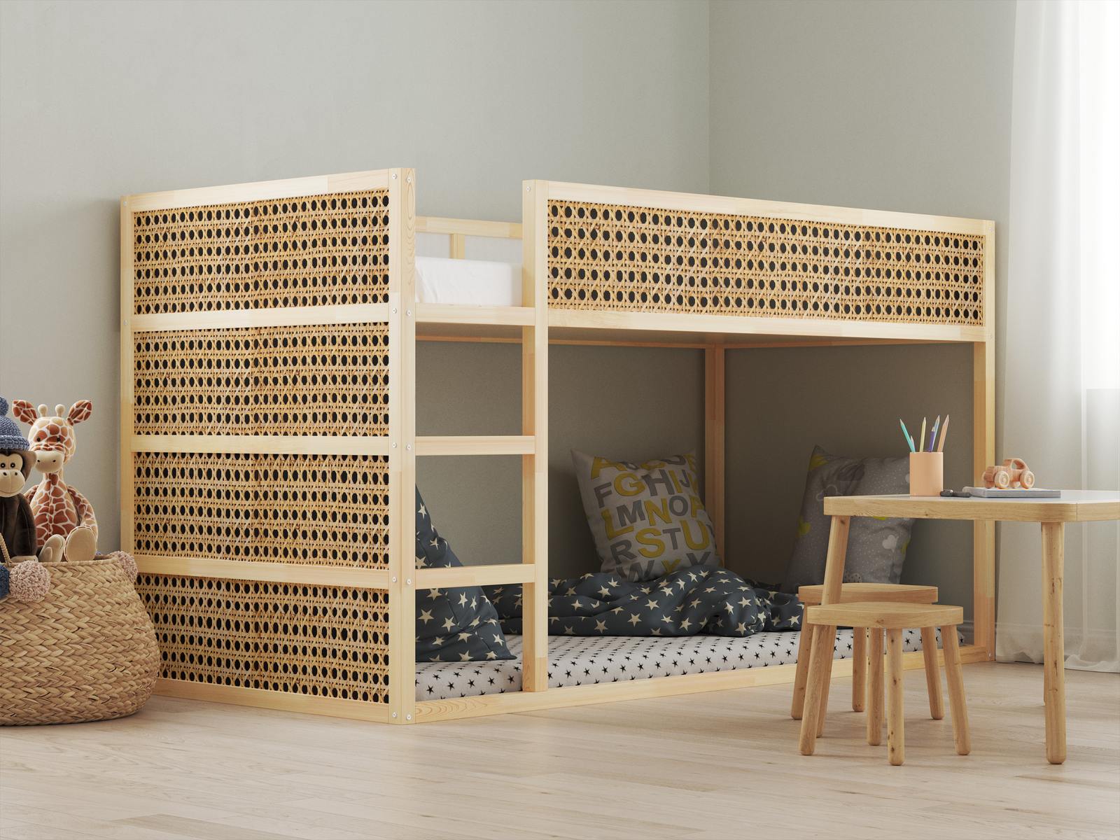 Selvklebende Klistremerker – for Ikea KURA seng / - Klistremerke - Rattanmønster